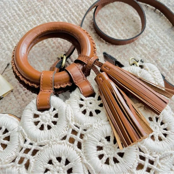 NEW Patricia Nash Vobbia Small Tote Crochet Macrame with Ring Handles - Picture 4 of 8